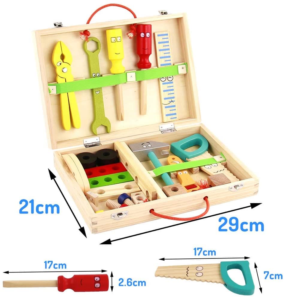 BOITE A OUTILS EN BOIS CARPENTER 34 Pièces - Kidcado magasin de jeu et jouet Maroc