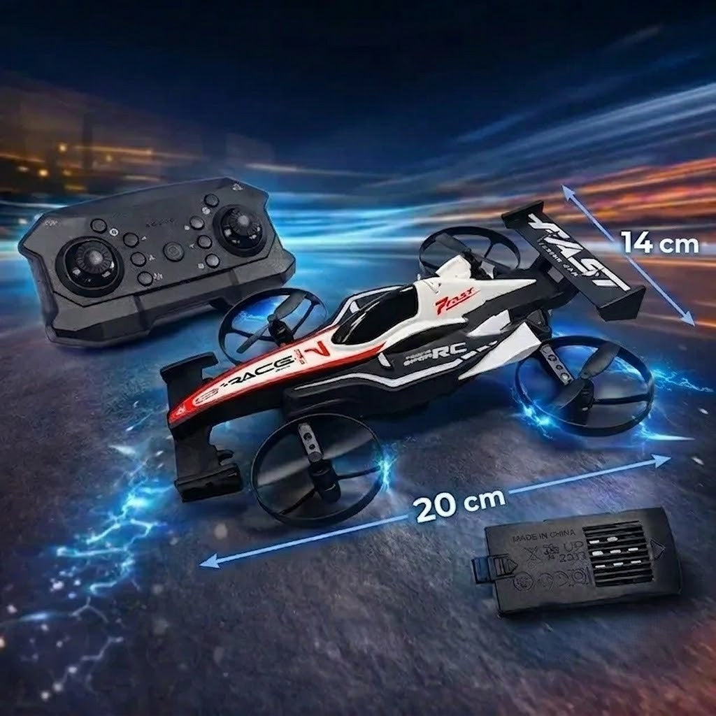 CarDron : Drone Télécommandé Voiture de Course Futuriste pour Enfants