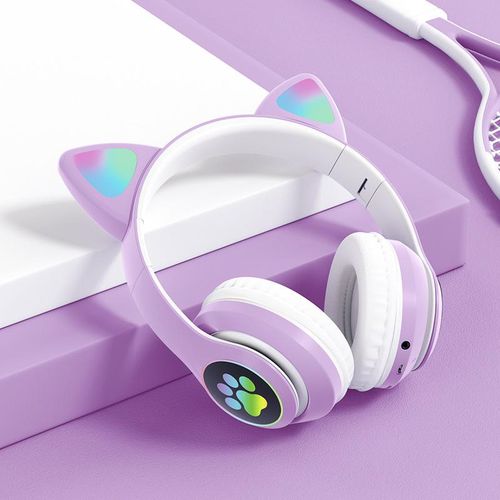 Cute Headphone : Casque Chat Bluetooth avec LED Colorées et Confort Optimal