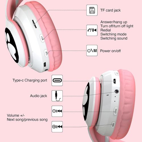 Cute Headphone : Casque Chat Bluetooth avec LED Colorées et Confort Optimal