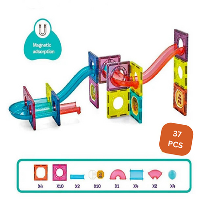 Magnetica – Jeu de Construction Magnétique 37 Pièces & Parcours à Billes