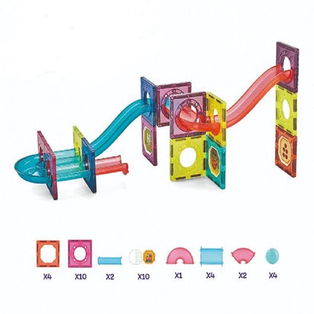 Magnetica – Jeu de Construction Magnétique 37 Pièces & Parcours à Billes