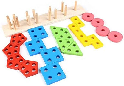 5 StackingForms - Jeu à empiler en bois Formes et Couleurs - Kidcado magasin de jeu et jouet Maroc