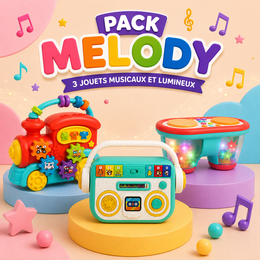 Pack MELODY – 3 Jouets Musicaux & Lumineux pour l’Éveil des Enfants