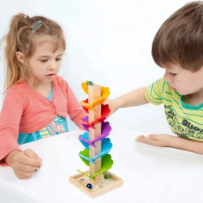 RainBloom Tower – Toboggan à Billes en Bois & Arbre Montessori
