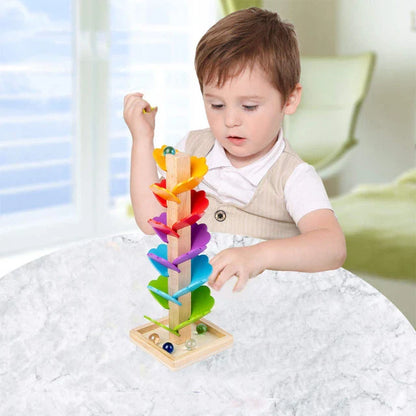 RainBloom Tower – Toboggan à Billes en Bois & Arbre Montessori