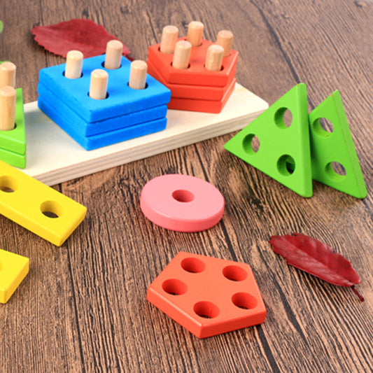 5 StackingForms - Jeu à empiler en bois Formes et Couleurs - Kidcado magasin de jeu et jouet Maroc