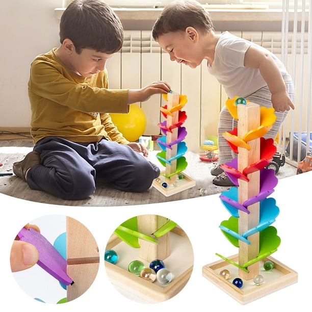 RainBloom Tower – Toboggan à Billes en Bois & Arbre Montessori