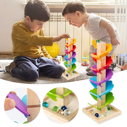 RainBloom Tower – Toboggan à Billes en Bois & Arbre Montessori