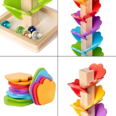 RainBloom Tower – Toboggan à Billes en Bois & Arbre Montessori
